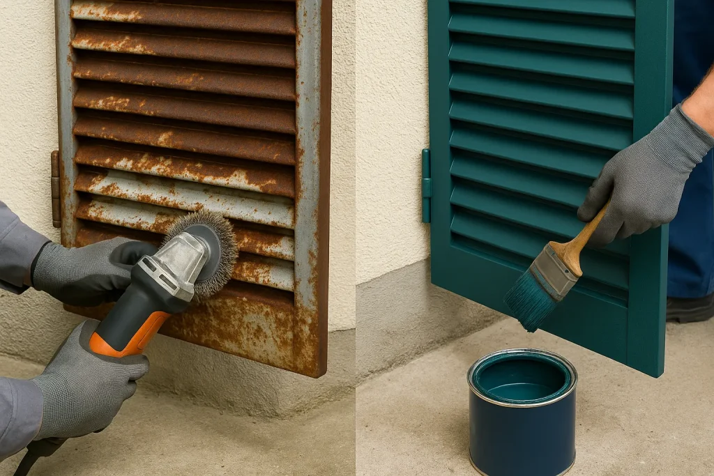 Traitement antirouille volets métalliques